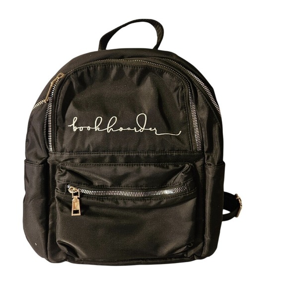 Bookhoarder Mini Backpack Black Gold Hardware Small Travel Bag Purse - Picture 1 of 9